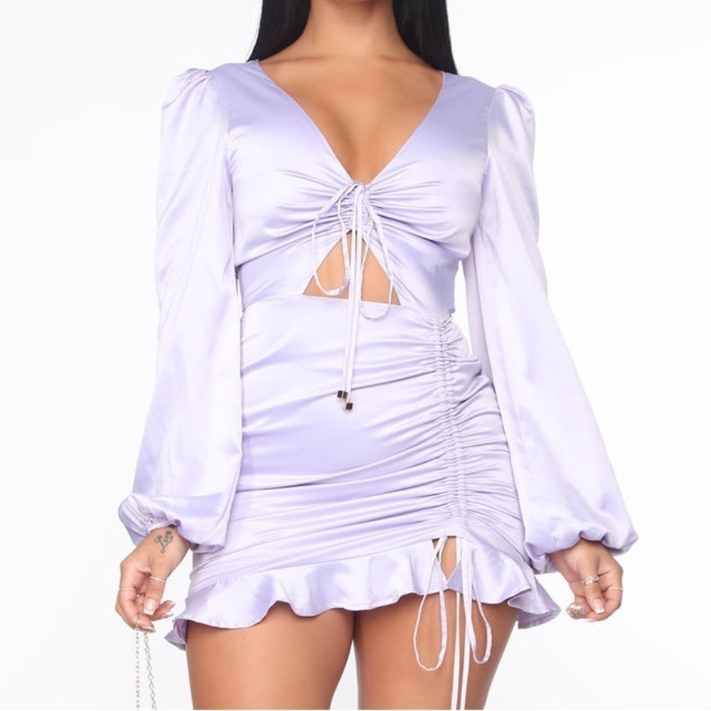 NWT Lilac Purple Fashion Nova All Night Longer Satin Mini Dress Size M
